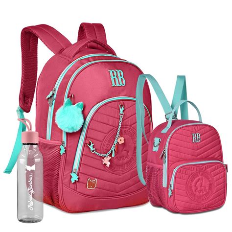 Kit Escolar Rebecca Bonbon Glamour Mochila Estojo E Squeeze Oficial RB