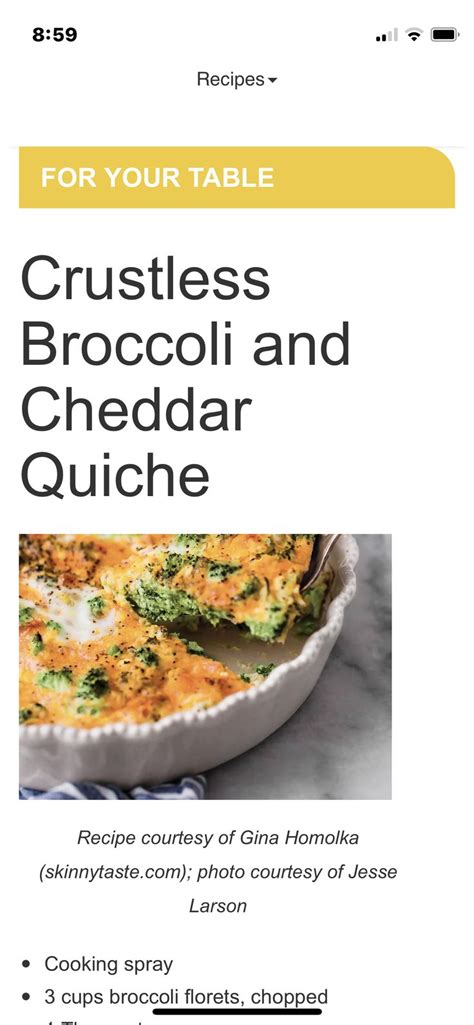 The Broccoli And Cheddar Quiche Recipe Is Shown In This Book