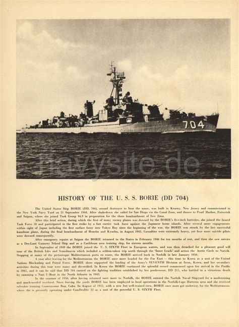 Uss Borie Dd European Cruise Book Ship S History