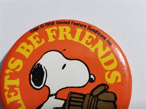 Snoopy Peanuts Button Pinback 1958 Cartoon Character Lets Etsy