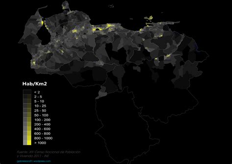 Population density of Venezuela by parroquias (district), according ...