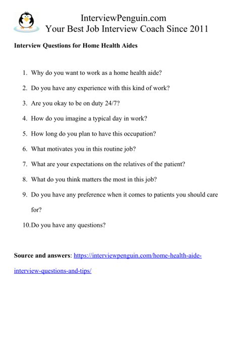 Interview Questions For Home Health Aides