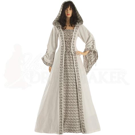 White Medieval Maiden Hooded Dress Mci 108 By Medieval And Renaissance Clothing Handmade