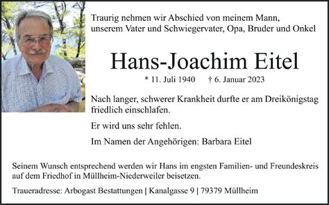 Traueranzeigen Von Hans Joachim Eitel Schwaebische De Trauerportal