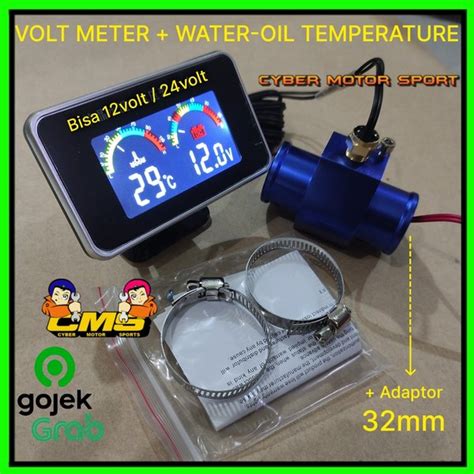 Jual Digital 2in1 Lcd Temperature Volt Meter 12v 24v Universal Gauge