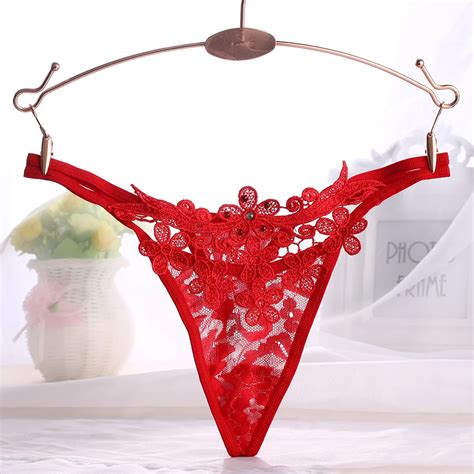 Comprar 1 Pieza Moda Sexy Mujer Flor Hueco Encaje Tangas G String Tangas Bragas