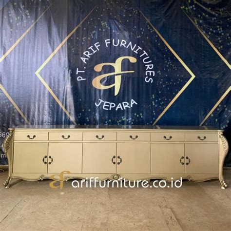 Meja Buffet Tv Ukir Mewah Champagne Custom Terbaru Toko Furniture