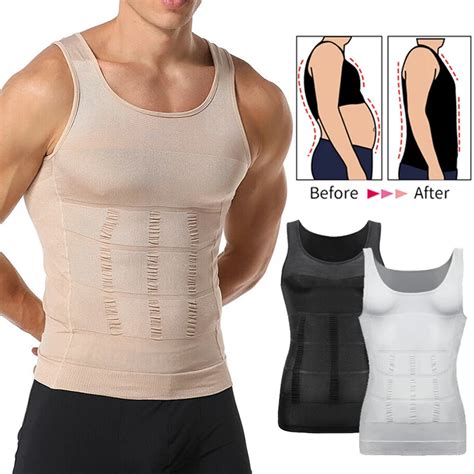 Mens Abnehmen Body Shaper Weste Hemd Abs Bauch Schlank Gym Workout