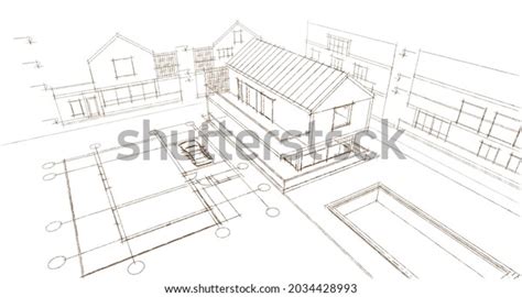 Modern House Plan 3d Illustration Stock Illustration 2034428993 ...