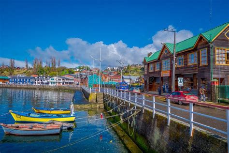 CHILOE, CHILE - SEPTEMBER, 27, 2018: Outdoor View of Some Boats in the ...