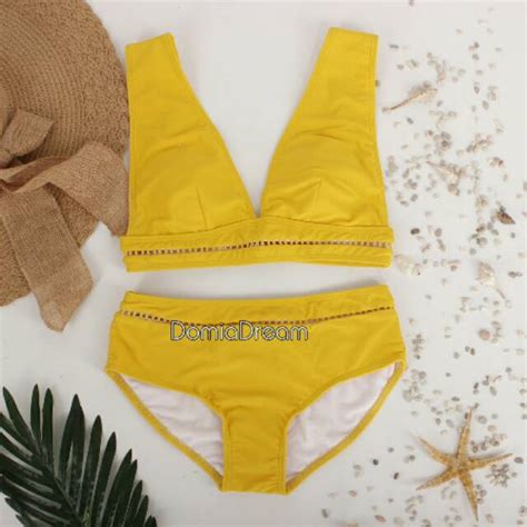 Jual Baju Renang Bikini Fashion Stripe Set Shopee Indonesia