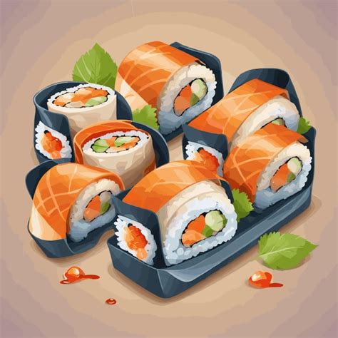 El Vector De Los Rollos De Sushi Vector Premium