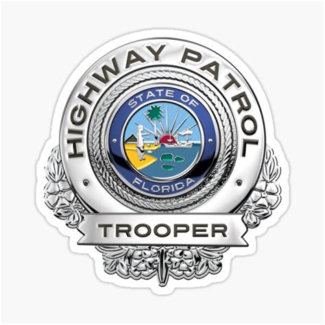 "Florida Highway Patrol - FHP Trooper Badge over White Leather" Sticker for Sale by Captain7 ...