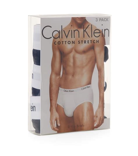 Mens Calvin Klein Black Cotton Stretch Hip Briefs Pack Of 3 Harrods Uk