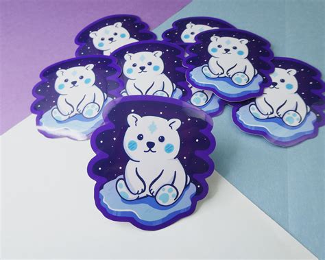 Polar Bear Vinyl Sticker Cute Polar Bear Kawaii Sticker Etsy