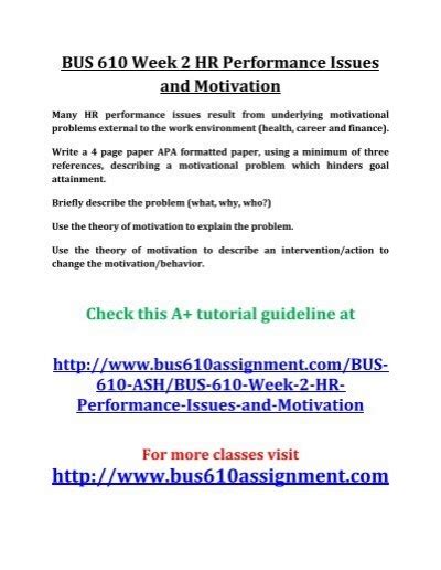 Bus Week Hr Performance Issues And Motivation