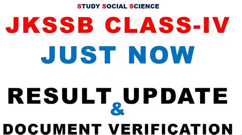 Jkssb Class Iv Important Update Just Now Result Update And Document