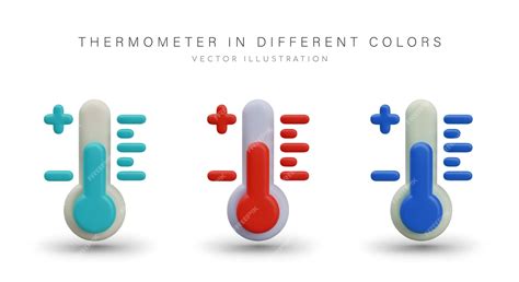 Premium Vector Set Of Thermometers Of Different Colors Red Green Blue Device For Measuring