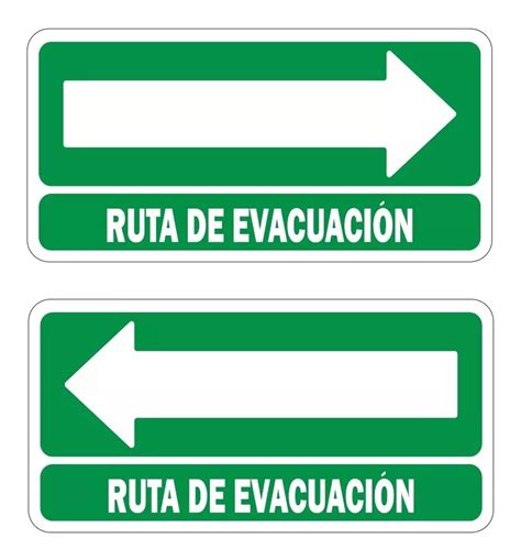 Señalamiento Ruta De Evacuacion 2 Piezas Izquierda Derecha GOPRINT