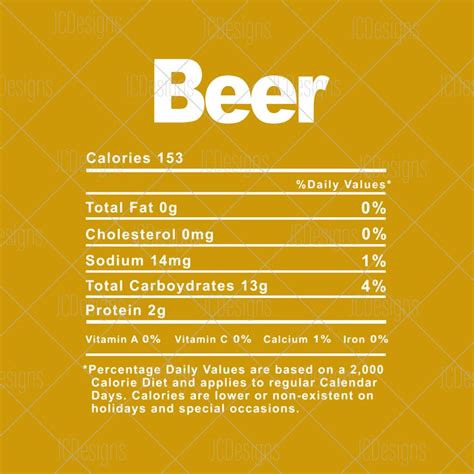 Beer Food Nutrition Facts Svg Holiday Christmas Thanksgiving Etsy