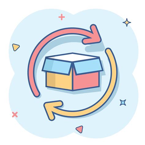 Vector Cartoon Box Package Return Icon In Comic Style Delivery Box