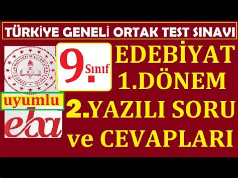 9 SINIF EDEBİYAT 1 DÖNEM 2 YAZILI SORU VE CEVAPLARI 2023 EDEBİYAT 9