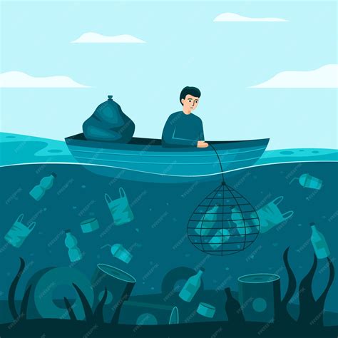 Free Vector | Hand drawn ocean plastic pollution illustration