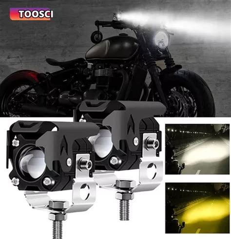 Par Faros De Lupa W Luz Spot Doble Color Para Auto Moto Meses Sin