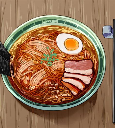 Anime Ramen Delicious Chopsticks Egg Meat Korean Food HD Phone