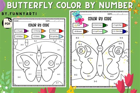 Butterfly Color by Code Graphic by Funnyarti · Creative Fabrica