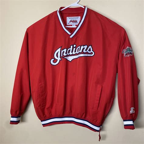 Vintage Cleveland Indians Starter Pullover Windbreaker Jacket XL Jacobs