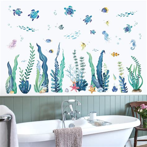 Wondever Under The Sea Seaweed Wall Stickers Ocean Grass