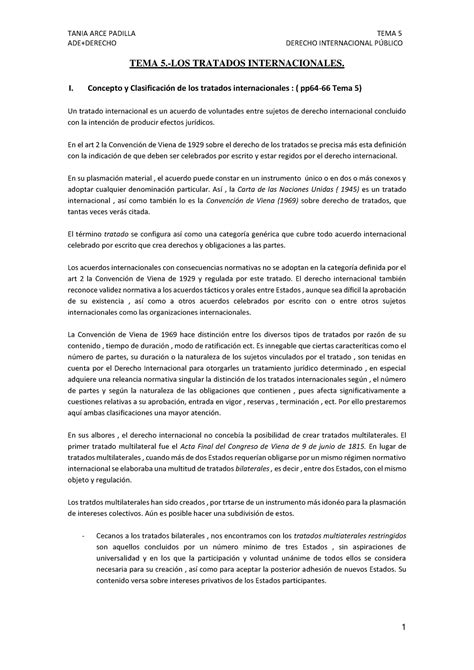 TEMA 5 LOS Tratados Internacionales 1 ADE DERECHO DERECHO