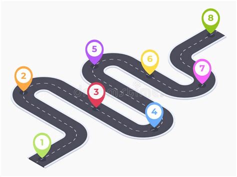 Isometric Timeline Road Navigation City Map Steps Timeline Road