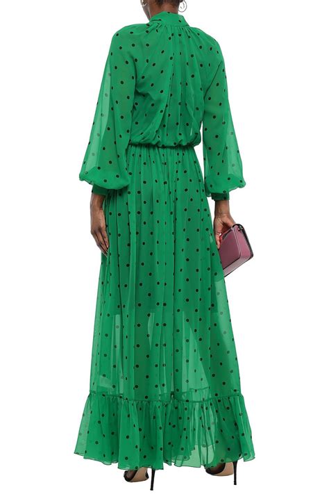 MSGM Pussy Bow Polka Dot Silk Chiffon Maxi Dress THE OUTNET