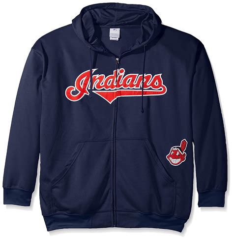 Mlb Cleveland Indians Mens Full Zip Poly Fleece With Wordmark Chest