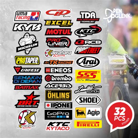 Jual Sticker Pack Racing Brand Logo Stiker Sponsor Balap Motor Helm