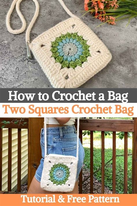 How to Crochet a Bag - Two Squares Crochet Bag | Crochet bag pattern ...