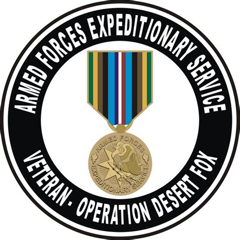 Armed Forces Expeditionary Medal Operation Desert Fox Decal