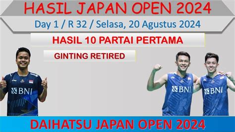 Hasil Japan Open 2024 Hari Ini Day 1 Ginting Retired Fajar Rian