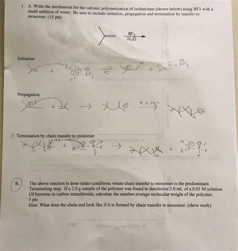 Solved 1. A. Write the mechanism for the cationic | Chegg.com