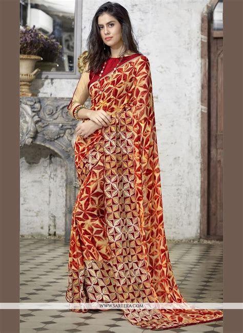 Buy Print Work Faux Georgette Printed Saree Online Canada