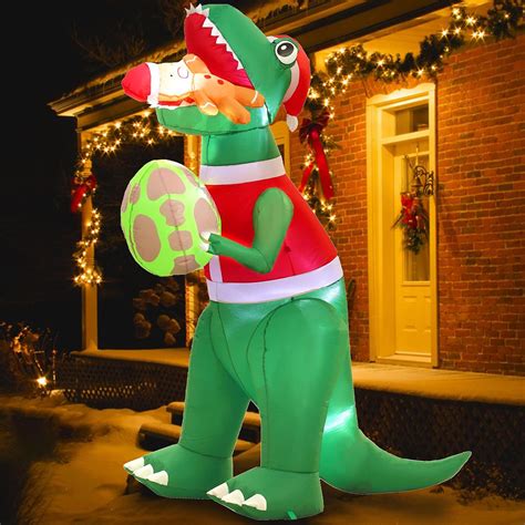 6 Ft Dinosaur Christmas Inflatable Christmas Inflatable