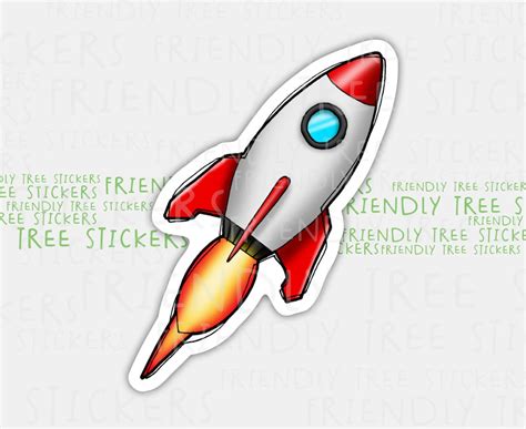 3 Rocket Ship Sticker, Rocket Sticker, Hand Drawn Sticker, Rocket Decal ...