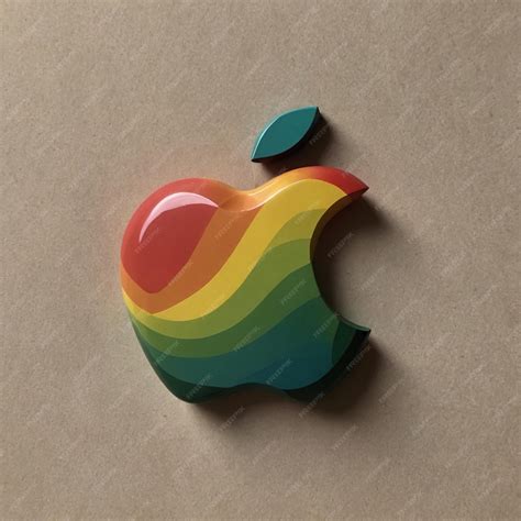 Premium Photo | A colorful apple logo is on a brown surface