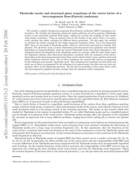 Pdf Tkachenko Modes And Structural Phase Transitions Of The Vortex