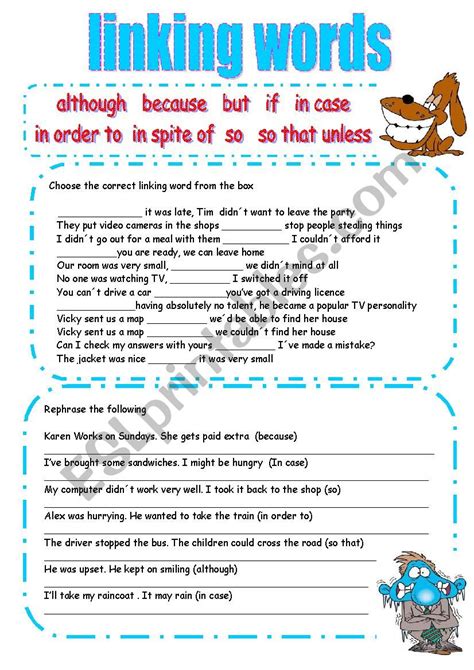 Esl Worksheet Linking Words