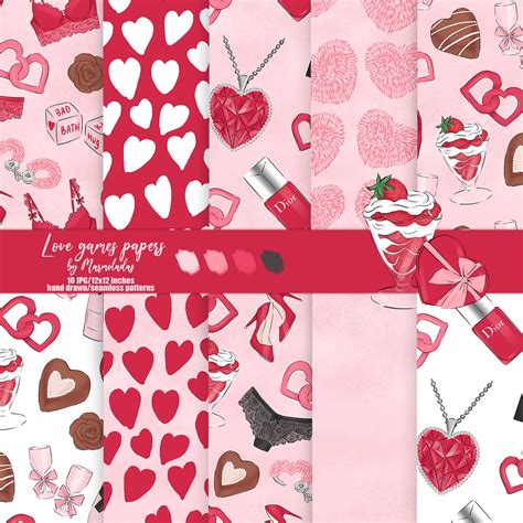 Valentine Digital Paper Valentines Day Seamless Pattern Etsy Uk