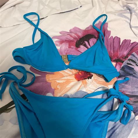 Blue Triangle Bikini Worn Once Size Small Depop