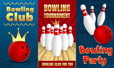 premium vector bowling party banner set